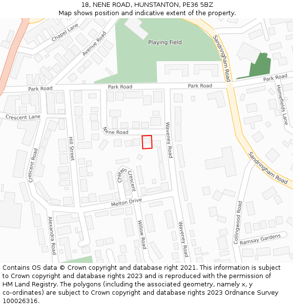 18, NENE ROAD, HUNSTANTON, PE36 5BZ: Location map and indicative extent of plot