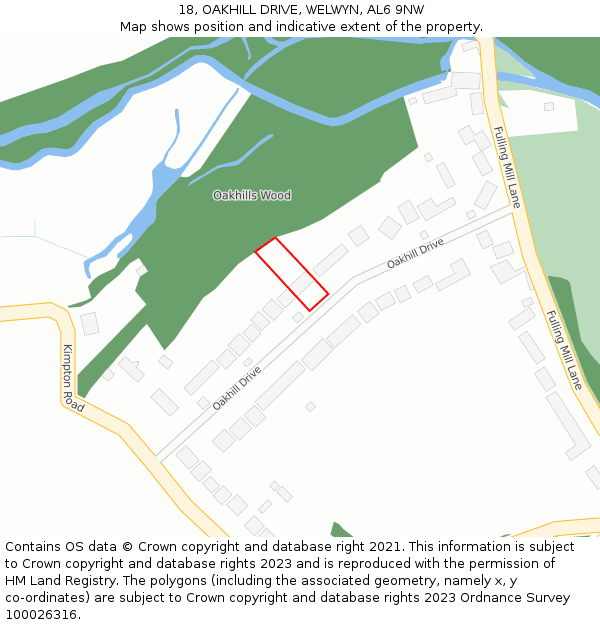 18, OAKHILL DRIVE, WELWYN, AL6 9NW: Location map and indicative extent of plot