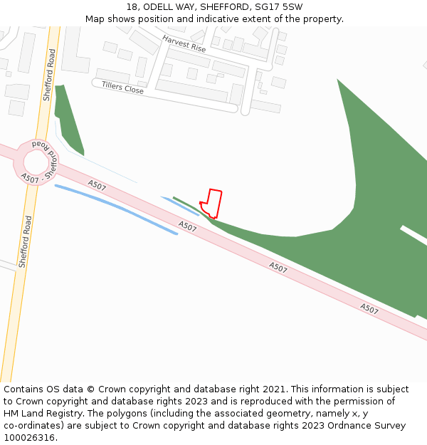 18, ODELL WAY, SHEFFORD, SG17 5SW: Location map and indicative extent of plot