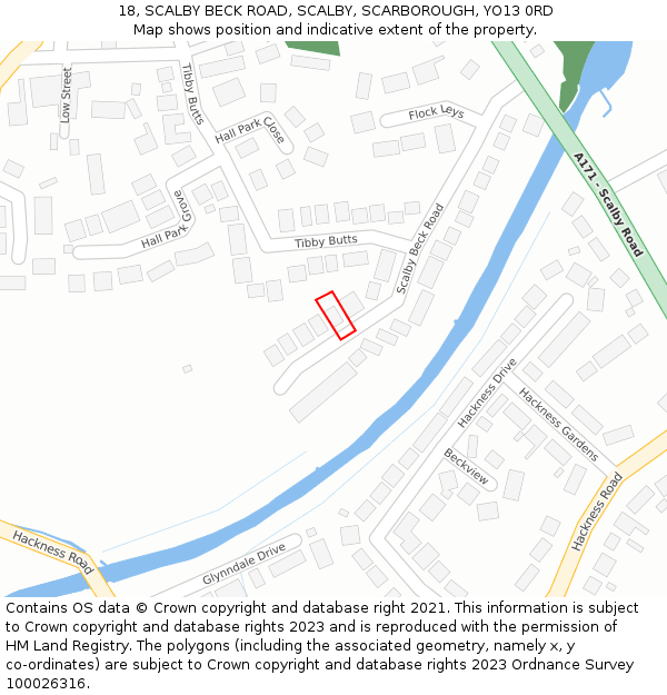 18, SCALBY BECK ROAD, SCALBY, SCARBOROUGH, YO13 0RD: Location map and indicative extent of plot