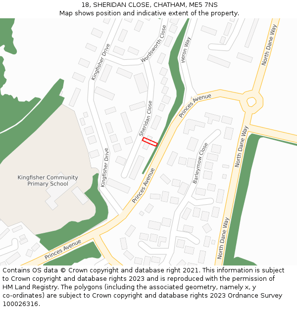 18, SHERIDAN CLOSE, CHATHAM, ME5 7NS: Location map and indicative extent of plot