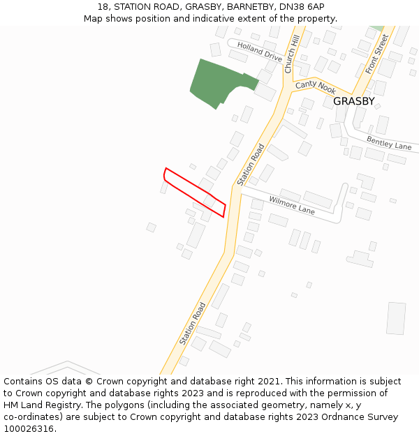 18, STATION ROAD, GRASBY, BARNETBY, DN38 6AP: Location map and indicative extent of plot