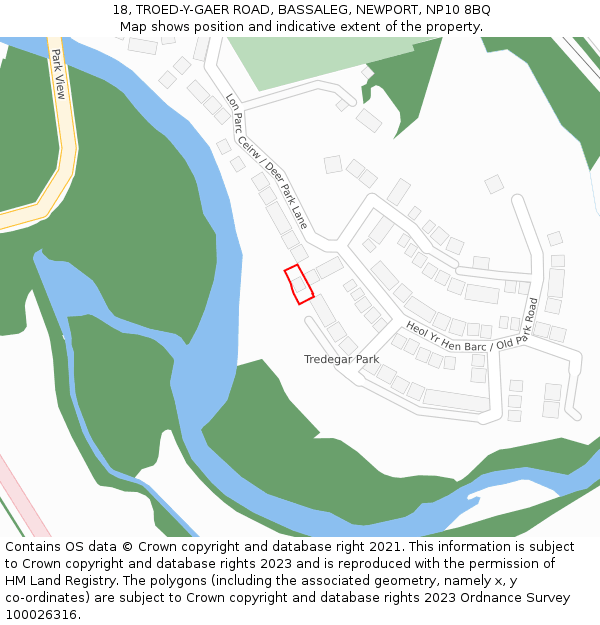 18, TROED-Y-GAER ROAD, BASSALEG, NEWPORT, NP10 8BQ: Location map and indicative extent of plot