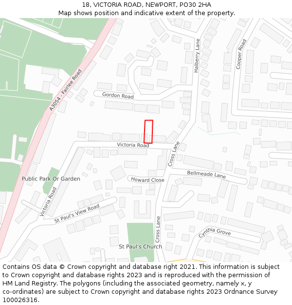 18, VICTORIA ROAD, NEWPORT, PO30 2HA: Location map and indicative extent of plot