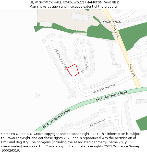 18, WIGHTWICK HALL ROAD, WOLVERHAMPTON, WV6 8BZ: Location map and indicative extent of plot