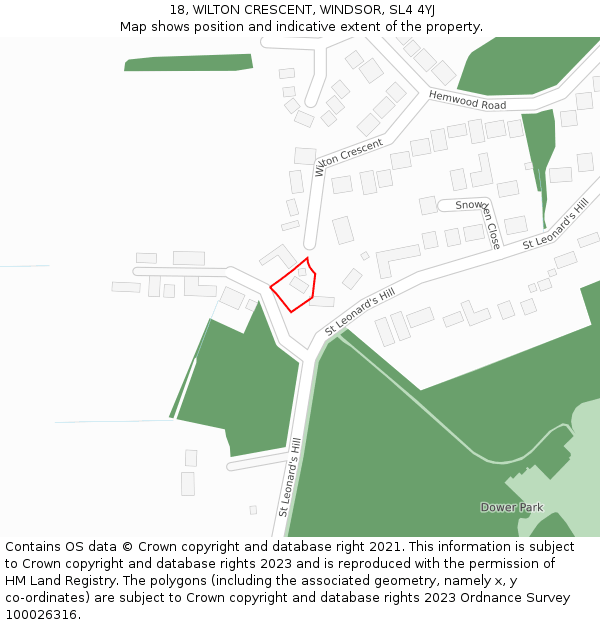 18, WILTON CRESCENT, WINDSOR, SL4 4YJ: Location map and indicative extent of plot