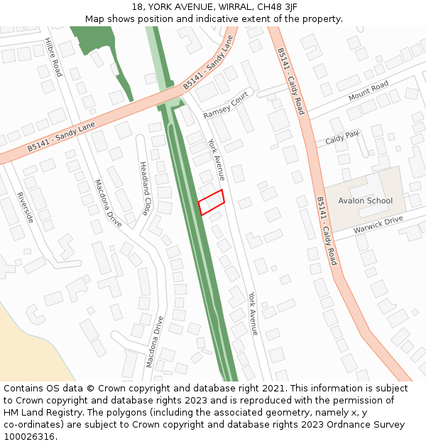 18, YORK AVENUE, WIRRAL, CH48 3JF: Location map and indicative extent of plot