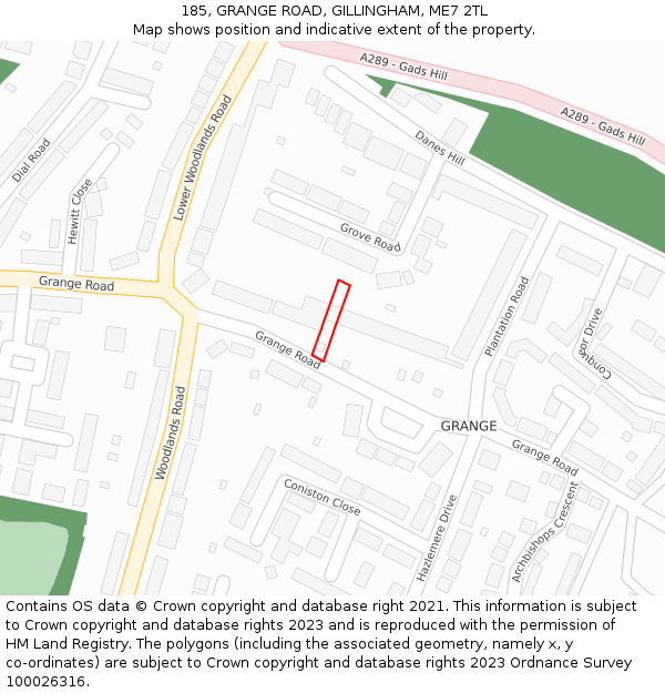 185, GRANGE ROAD, GILLINGHAM, ME7 2TL: Location map and indicative extent of plot