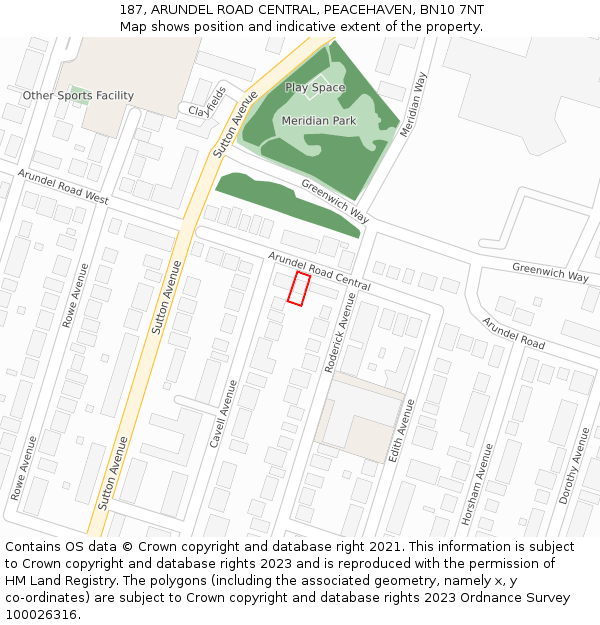187, ARUNDEL ROAD CENTRAL, PEACEHAVEN, BN10 7NT: Location map and indicative extent of plot