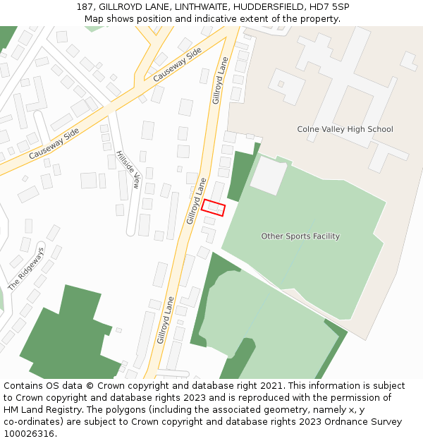 187, GILLROYD LANE, LINTHWAITE, HUDDERSFIELD, HD7 5SP: Location map and indicative extent of plot