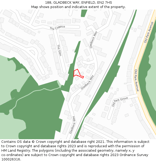 188, GLADBECK WAY, ENFIELD, EN2 7HS: Location map and indicative extent of plot