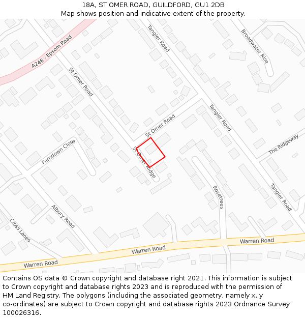 18A, ST OMER ROAD, GUILDFORD, GU1 2DB: Location map and indicative extent of plot