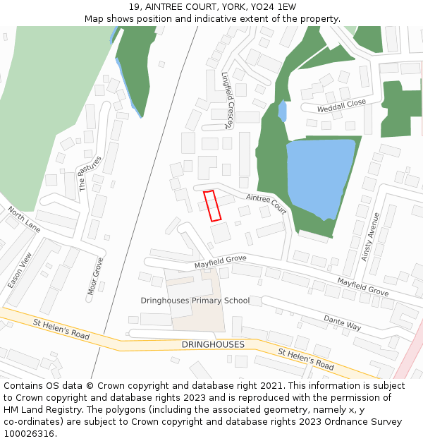 19, AINTREE COURT, YORK, YO24 1EW: Location map and indicative extent of plot