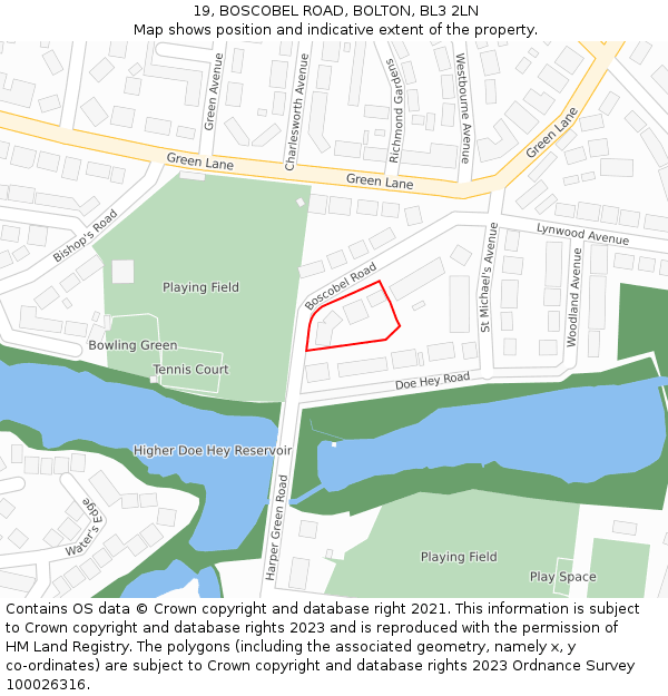 19, BOSCOBEL ROAD, BOLTON, BL3 2LN: Location map and indicative extent of plot