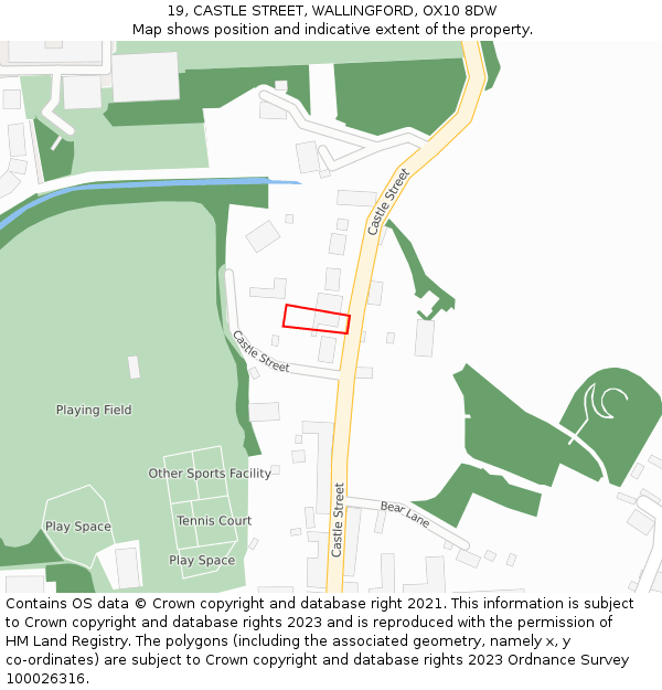 19, CASTLE STREET, WALLINGFORD, OX10 8DW: Location map and indicative extent of plot