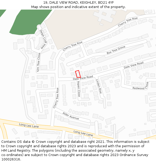 19, DALE VIEW ROAD, KEIGHLEY, BD21 4YF: Location map and indicative extent of plot