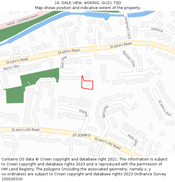 19, DALE VIEW, WOKING, GU21 7QD: Location map and indicative extent of plot