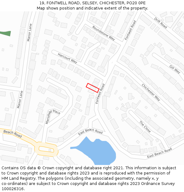 19, FONTWELL ROAD, SELSEY, CHICHESTER, PO20 0PE: Location map and indicative extent of plot