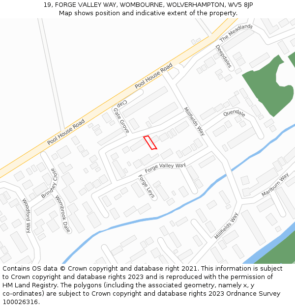 19, FORGE VALLEY WAY, WOMBOURNE, WOLVERHAMPTON, WV5 8JP: Location map and indicative extent of plot