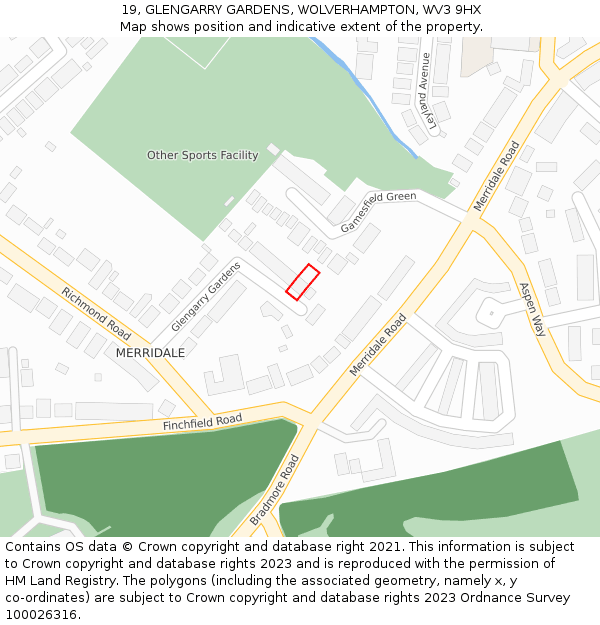 19, GLENGARRY GARDENS, WOLVERHAMPTON, WV3 9HX: Location map and indicative extent of plot