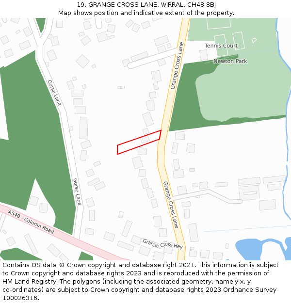 19, GRANGE CROSS LANE, WIRRAL, CH48 8BJ: Location map and indicative extent of plot