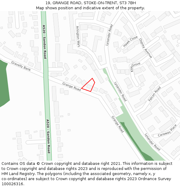 19, GRANGE ROAD, STOKE-ON-TRENT, ST3 7BH: Location map and indicative extent of plot