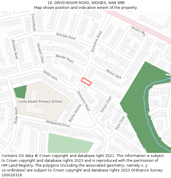 19, GROSVENOR ROAD, WIDNES, WA8 9RB: Location map and indicative extent of plot