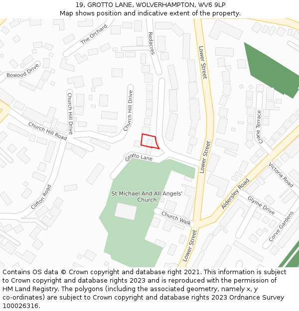 19, GROTTO LANE, WOLVERHAMPTON, WV6 9LP: Location map and indicative extent of plot