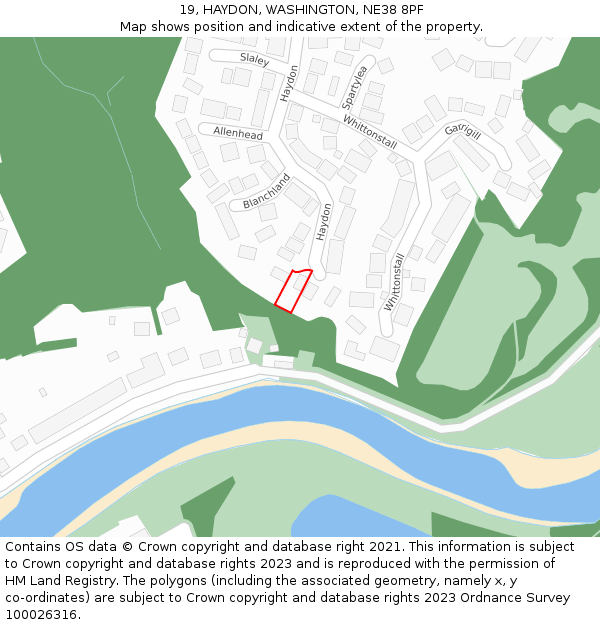 19, HAYDON, WASHINGTON, NE38 8PF: Location map and indicative extent of plot