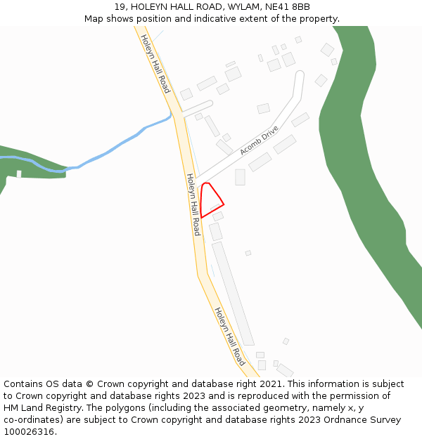 19, HOLEYN HALL ROAD, WYLAM, NE41 8BB: Location map and indicative extent of plot