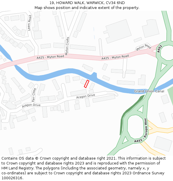 19, HOWARD WALK, WARWICK, CV34 6ND: Location map and indicative extent of plot