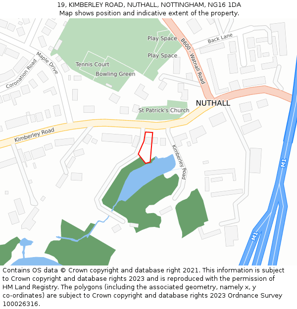 19, KIMBERLEY ROAD, NUTHALL, NOTTINGHAM, NG16 1DA: Location map and indicative extent of plot