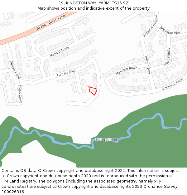 19, KINGSTON WAY, YARM, TS15 9ZJ: Location map and indicative extent of plot