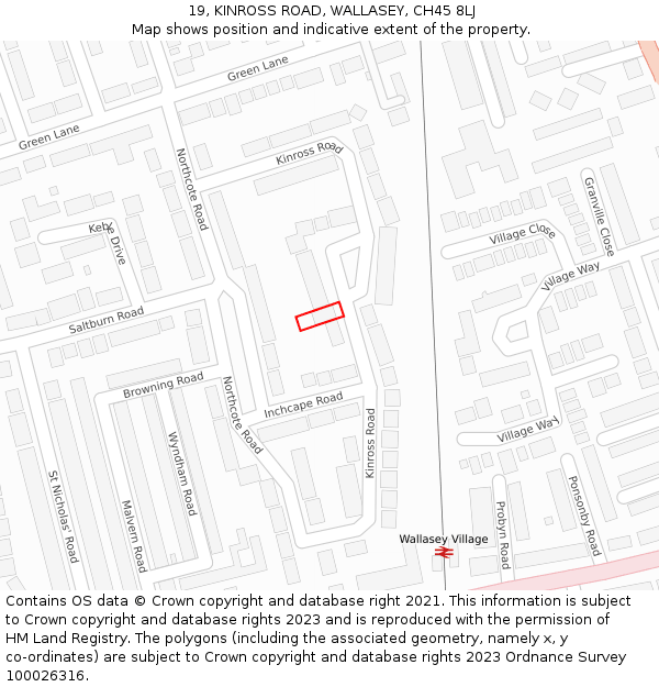 19, KINROSS ROAD, WALLASEY, CH45 8LJ: Location map and indicative extent of plot