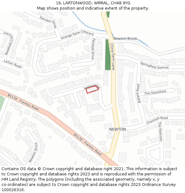 19, LARTONWOOD, WIRRAL, CH48 9YG: Location map and indicative extent of plot