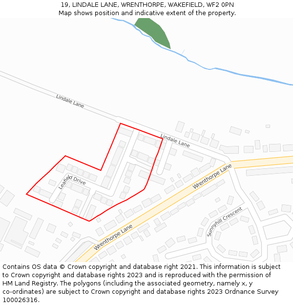 19, LINDALE LANE, WRENTHORPE, WAKEFIELD, WF2 0PN: Location map and indicative extent of plot