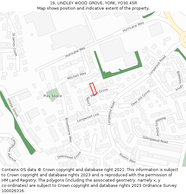 19, LINDLEY WOOD GROVE, YORK, YO30 4SR: Location map and indicative extent of plot