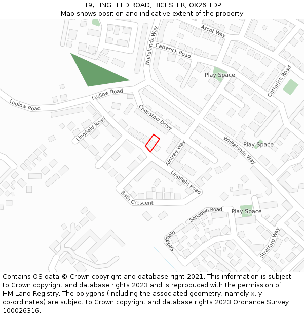 19, LINGFIELD ROAD, BICESTER, OX26 1DP: Location map and indicative extent of plot