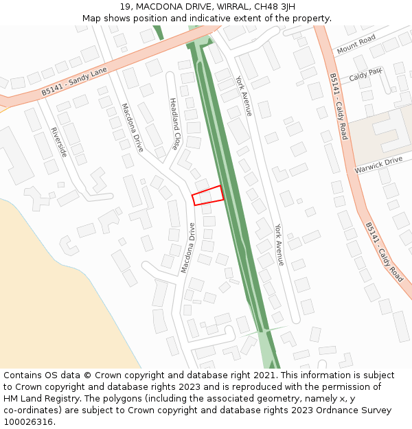 19, MACDONA DRIVE, WIRRAL, CH48 3JH: Location map and indicative extent of plot