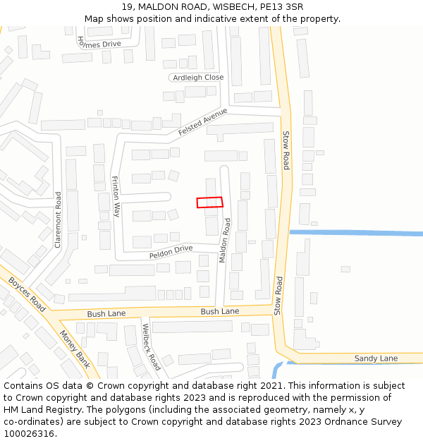 19, MALDON ROAD, WISBECH, PE13 3SR: Location map and indicative extent of plot