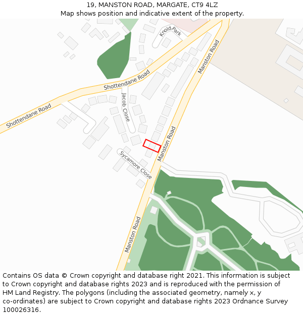 19, MANSTON ROAD, MARGATE, CT9 4LZ: Location map and indicative extent of plot