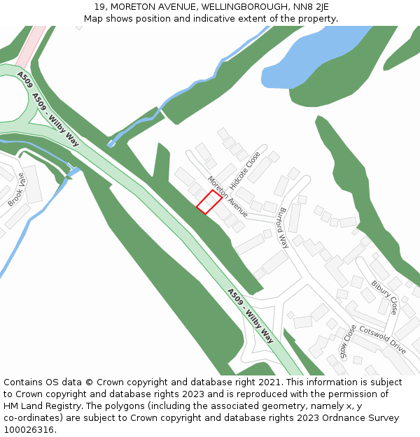 19, MORETON AVENUE, WELLINGBOROUGH, NN8 2JE: Location map and indicative extent of plot