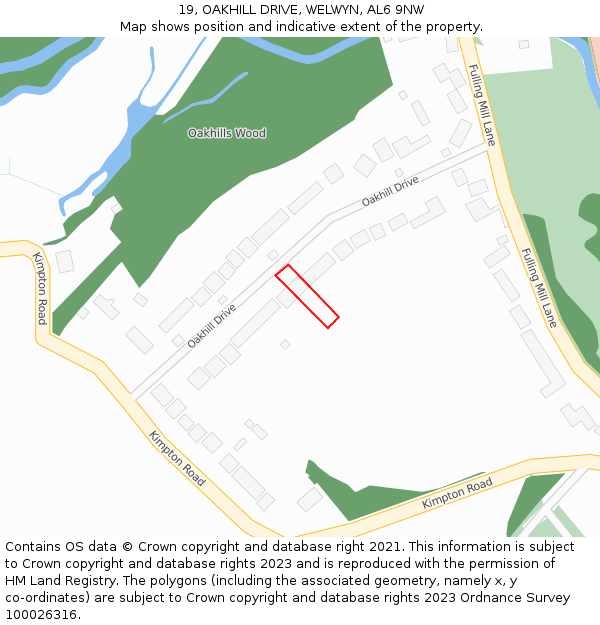 19, OAKHILL DRIVE, WELWYN, AL6 9NW: Location map and indicative extent of plot