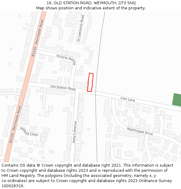 19, OLD STATION ROAD, WEYMOUTH, DT3 5NQ: Location map and indicative extent of plot