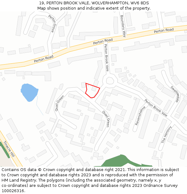 19, PERTON BROOK VALE, WOLVERHAMPTON, WV6 8DS: Location map and indicative extent of plot