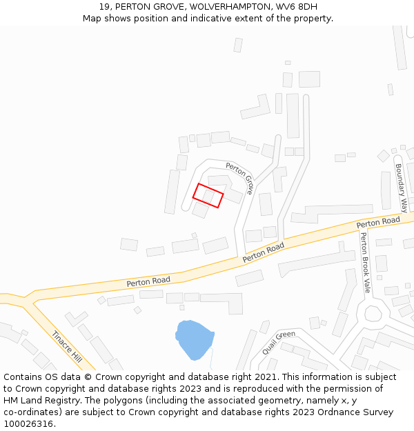 19, PERTON GROVE, WOLVERHAMPTON, WV6 8DH: Location map and indicative extent of plot