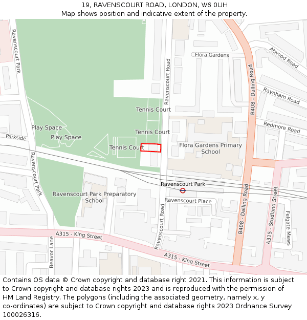 19, RAVENSCOURT ROAD, LONDON, W6 0UH: Location map and indicative extent of plot