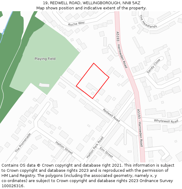 19, REDWELL ROAD, WELLINGBOROUGH, NN8 5AZ: Location map and indicative extent of plot