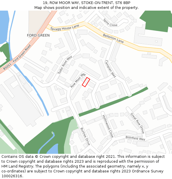 19, ROW MOOR WAY, STOKE-ON-TRENT, ST6 8BP: Location map and indicative extent of plot