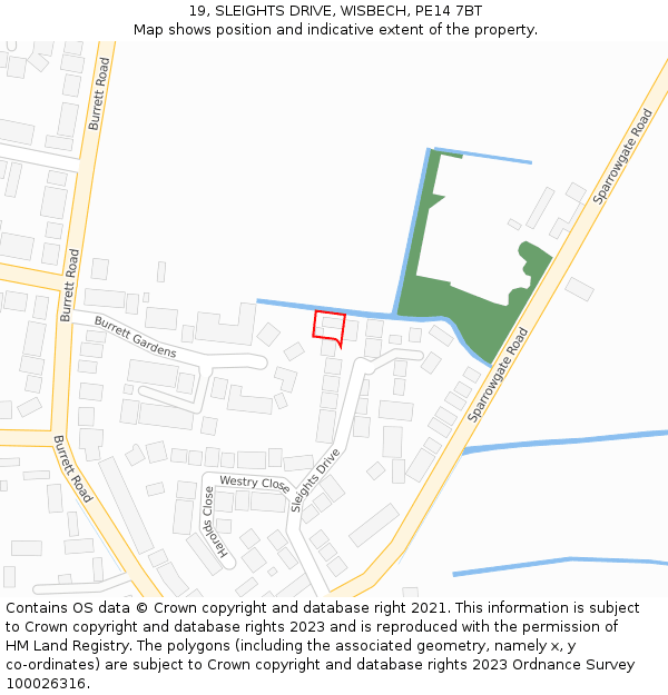 19, SLEIGHTS DRIVE, WISBECH, PE14 7BT: Location map and indicative extent of plot